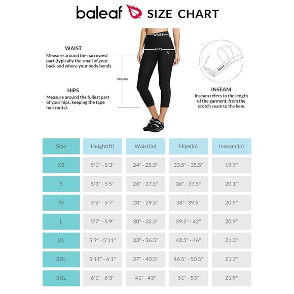 Baleaf - Bike Shorts 3D Padded Cycling Pants High Waisted Tummy Control Capris - Picture 7 of 14